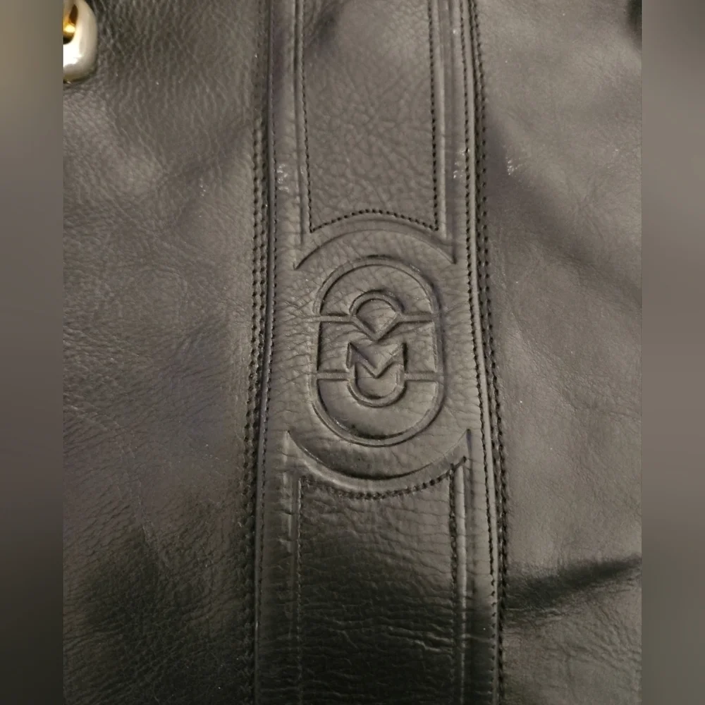 Mario Orlandi Vintage Black Leather Large Tote Bag